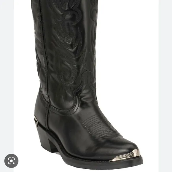 Laredo Men's Black with Silver Toe Classic Cowboy Boots| Western, Festival