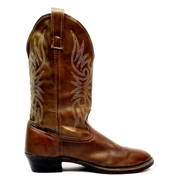 Laredo Paris Brown Leather Embroidery Pull On Western Boots Men's 10.5D 4242