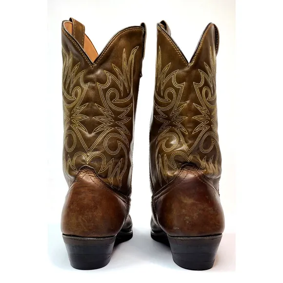 Laredo Paris Brown Leather Embroidery Pull On Western Boots Men's 10.5D 4242