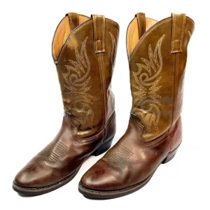 Laredo Paris Brown Leather Embroidery Pull On Western Boots Men's 10.5D 4242