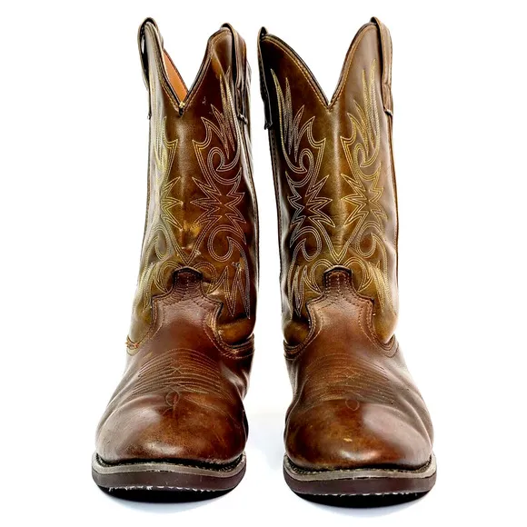 Laredo Paris Brown Leather Embroidery Pull On Western Boots Men's 10.5D 4242