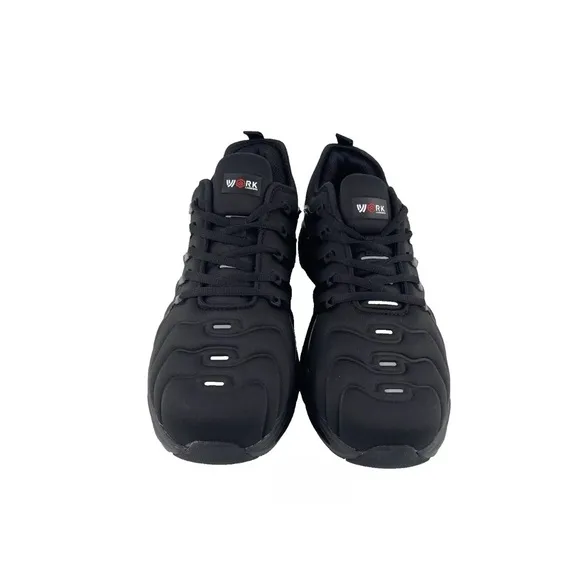 Larnmern Work Men's Black Lace Up Steel Toe Sneakers.