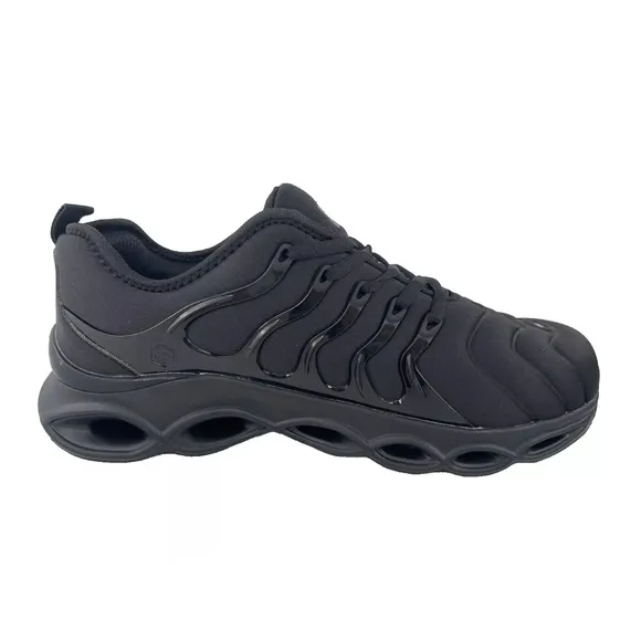 Larnmern Work Men's Black Lace Up Steel Toe Sneakers.