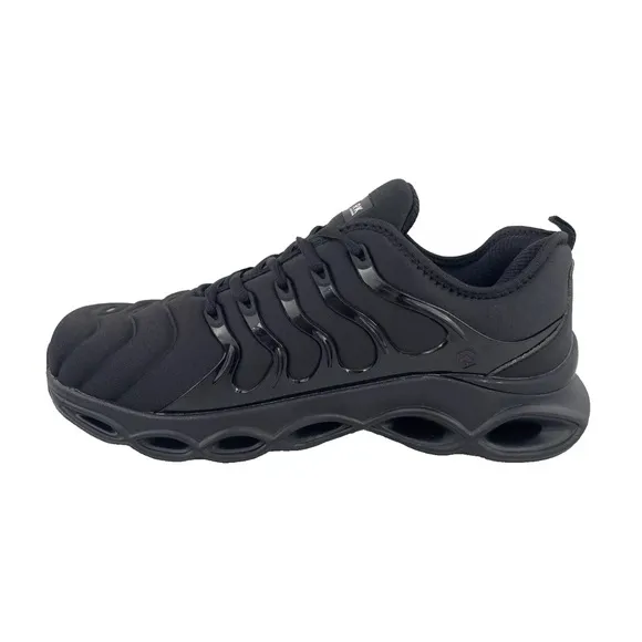 Larnmern Work Men's Black Lace Up Steel Toe Sneakers.