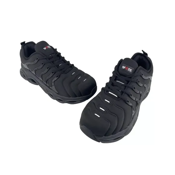 Larnmern Work Men's Black Lace Up Steel Toe Sneakers.
