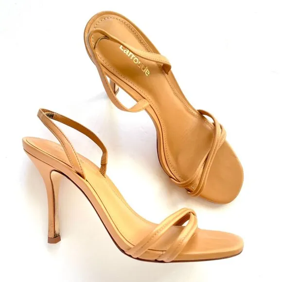 Larroude Womens Annie Nude Leather Pump Stiletto Heels Size 9 M‎ Slingback $315