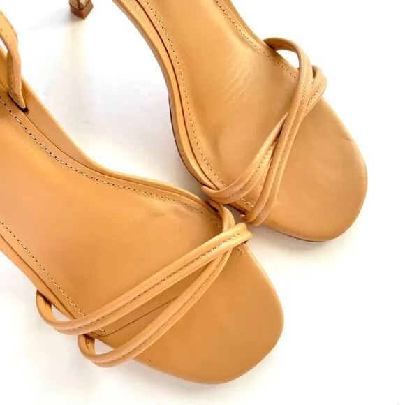 Larroude Womens Annie Nude Leather Pump Stiletto Heels Size 9 M‎ Slingback $315