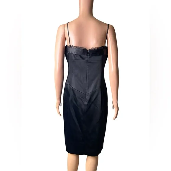 LAUNDRY BY DESIGN Shelli Segal Black Satin Classic Bustier Top Midi Dress Sz 10