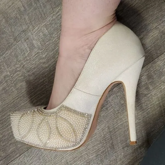 Lauren Lorraine Stiletto Heels Pumps Platform Shoes Bejeweled Women's WOMAN'S 6½