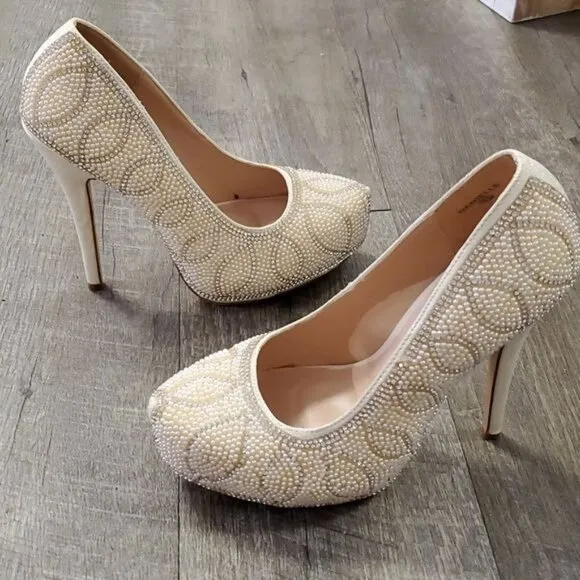 Lauren Lorraine Stiletto Heels Pumps Platform Shoes Bejeweled Women's WOMAN'S 6½