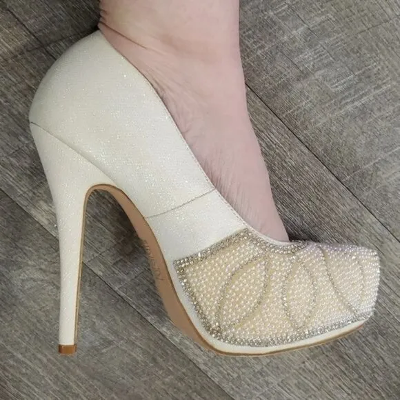 Lauren Lorraine Stiletto Heels Pumps Platform Shoes Bejeweled Women's WOMAN'S 6½