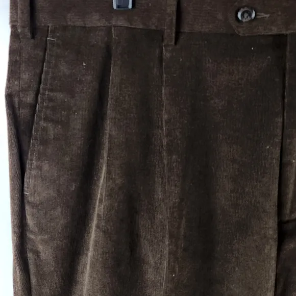 Lauren Ralph Lauren $95 Classic Fit Corduroy Pleated Dress Pants 42X30 Chocolate