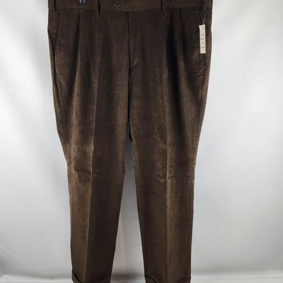 Lauren Ralph Lauren $95 Classic Fit Corduroy Pleated Dress Pants 42X30 Chocolate