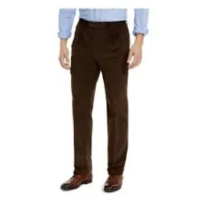 Lauren Ralph Lauren $95 Classic Fit Corduroy Pleated Dress Pants 42X30 Chocolate