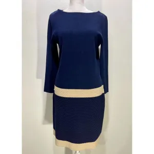 Lauren Ralph Lauren classic Knitted dress VTG equestrian timeless blue women M