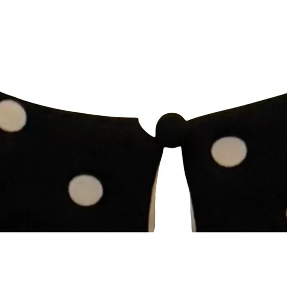 Lauren Ralph Lauren Polka Dot Dress Sleeveless Stretch Midi Black SZ 10