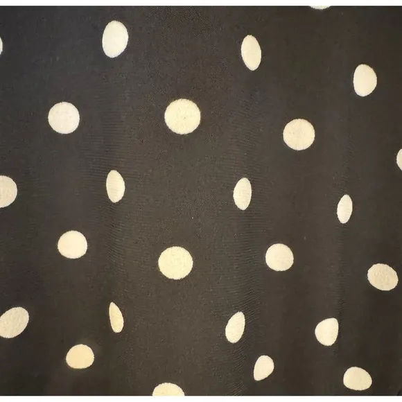 Lauren Ralph Lauren Polka Dot Dress Sleeveless Stretch Midi Black SZ 10