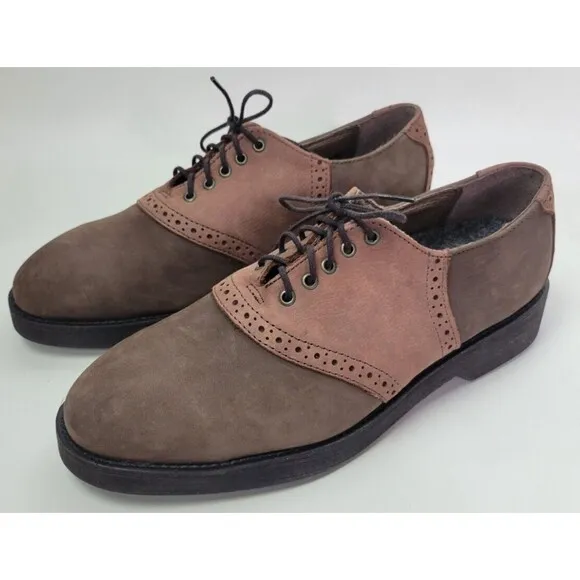 LeHigh Mens Brown Suede Safety Steel Toe Saddle Shoes 8.5 M