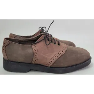 LeHigh Mens Brown Suede Safety Steel Toe Saddle Shoes 8.5 M
