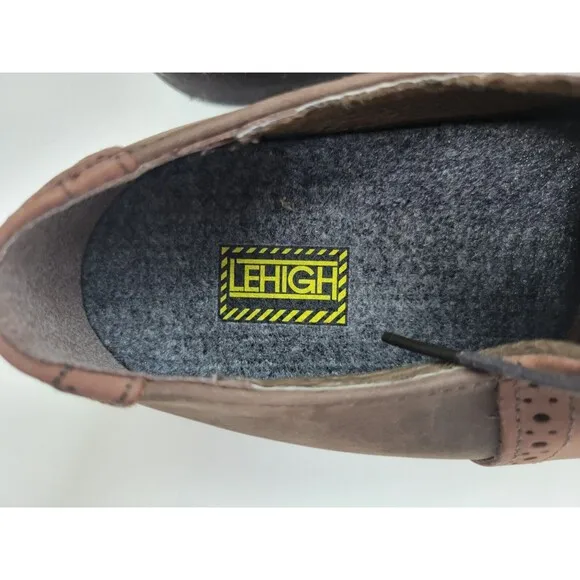 LeHigh Mens Brown Suede Safety Steel Toe Saddle Shoes 8.5 M