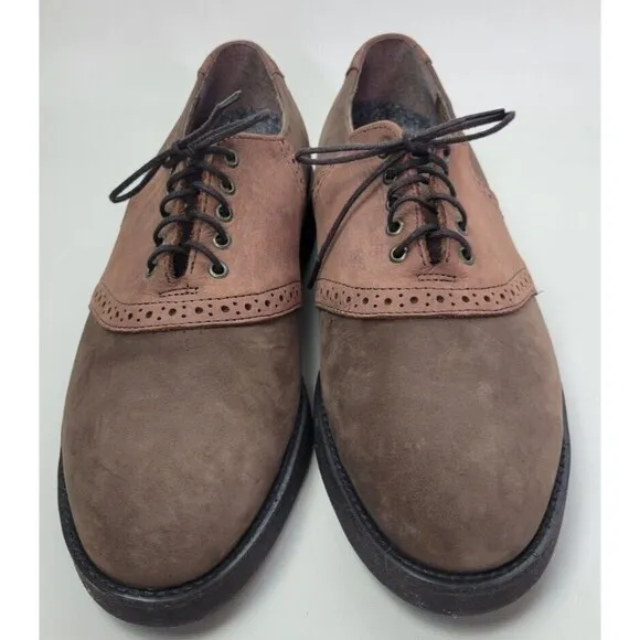LeHigh Mens Brown Suede Safety Steel Toe Saddle Shoes 8.5 M