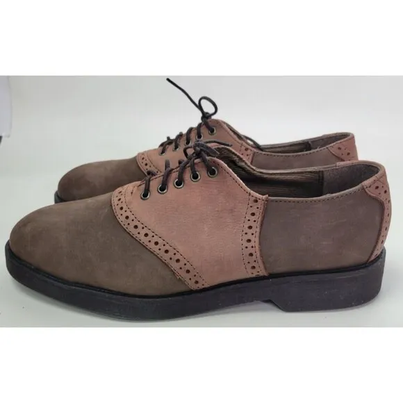 LeHigh Mens Brown Suede Safety Steel Toe Saddle Shoes 8.5 M
