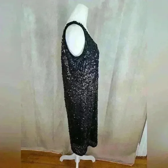 LELA ROSE FOR HSN Classic Black Sequin Evening Cocktail Womens Dress Size 10