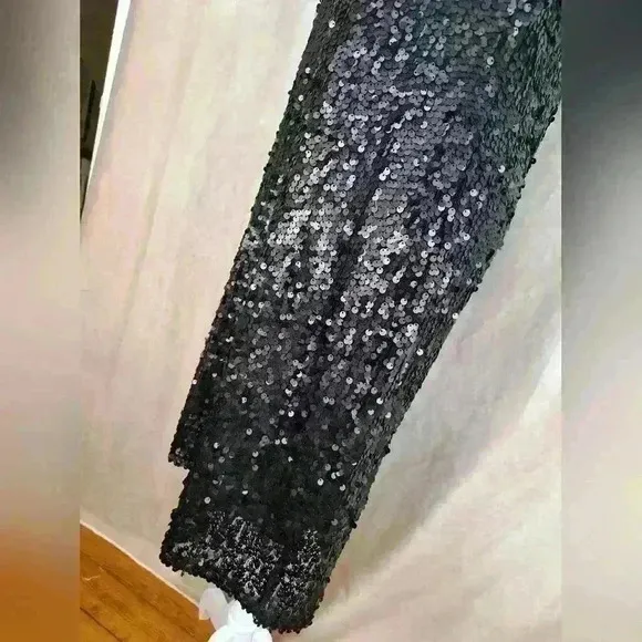 LELA ROSE FOR HSN Classic Black Sequin Evening Cocktail Womens Dress Size 10