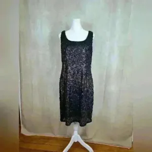 LELA ROSE FOR HSN Classic Black Sequin Evening Cocktail Womens Dress Size 10