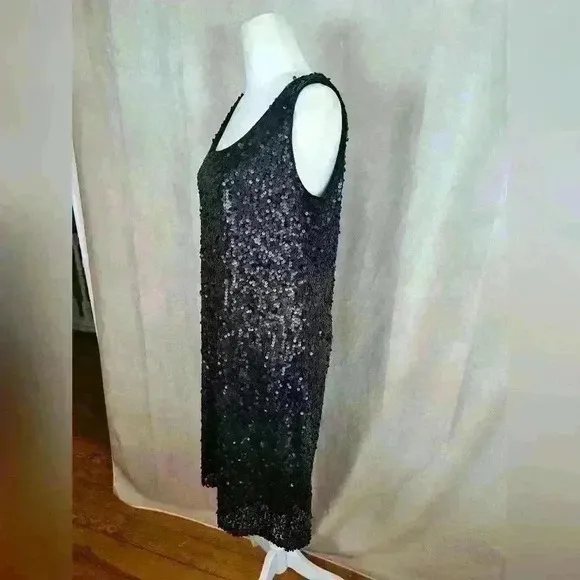LELA ROSE FOR HSN Classic Black Sequin Evening Cocktail Womens Dress Size 10