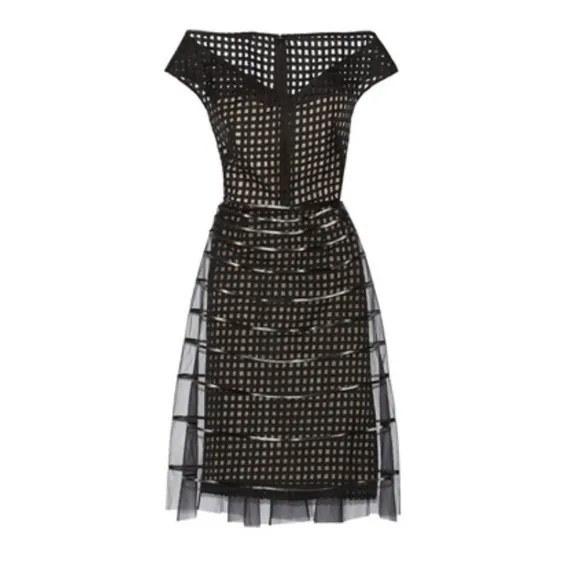 LELA ROSEStriped Tulle Overlay Dress