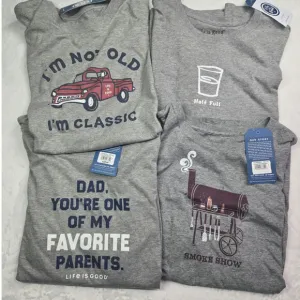 Life Is Good shirts XL Lot of 4 Favorite Parent, Smoke Show, Half Full, Classic