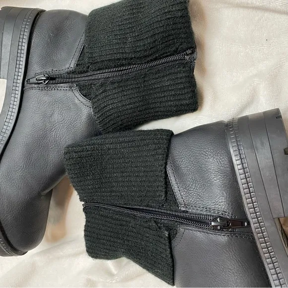 Life Stride Women's Simone Black Leather Almond Toe Booties