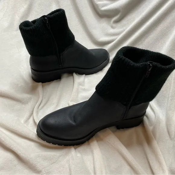 Life Stride Women's Simone Black Leather Almond Toe Booties