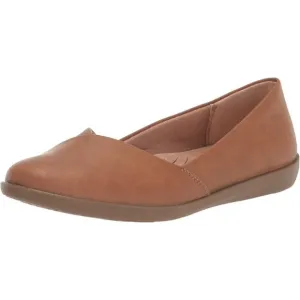 Lifestride Flat Shoes Women Tan Faux Leather Notorious Ballet Flat Comfort Shoes