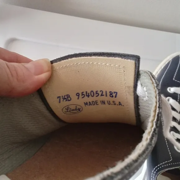 LINDS Men's Classic Navy Blue Bowling Shoes 7.5B RIGHT HAND Leather USA Made