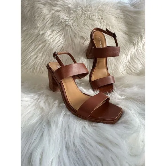 Lisa Vicky Oasis-V Women's Slingback Sandals Brown Size 8.5 Block Heel