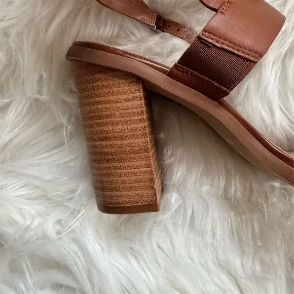 Lisa Vicky Oasis-V Women's Slingback Sandals Brown Size 8.5 Block Heel
