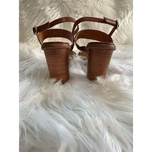 Lisa Vicky Oasis-V Women's Slingback Sandals Brown Size 8.5 Block Heel