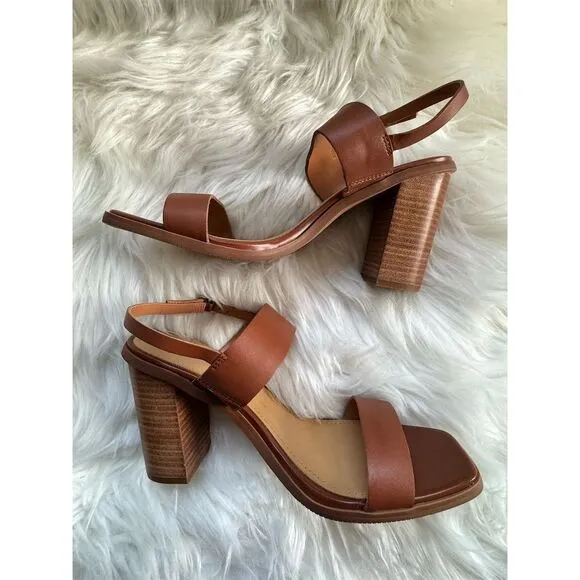 Lisa Vicky Oasis-V Women's Slingback Sandals Brown Size 8.5 Block Heel