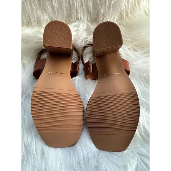 Lisa Vicky Oasis-V Women's Slingback Sandals Brown Size 8.5 Block Heel