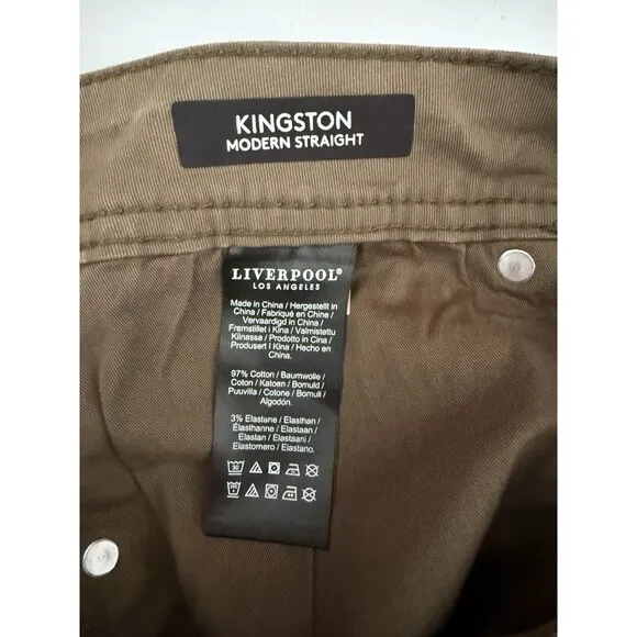 Liverpool Jeans Men 34x34 Green Kingston Modern Straight Pants Soft Relaxed NWT
