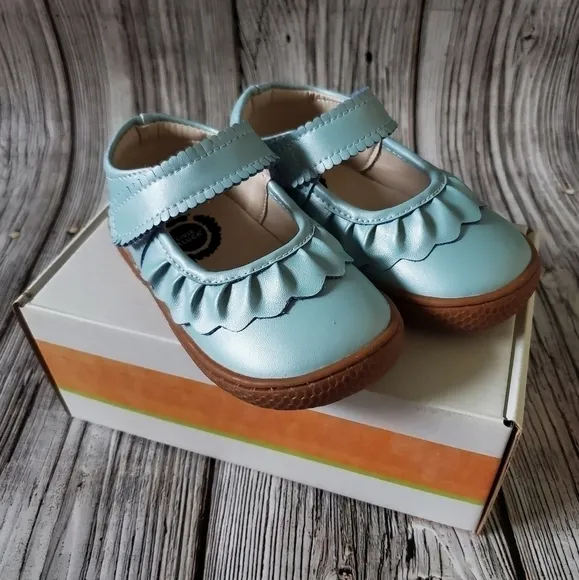 Livie and Luca Classic Ruche Mary Jane Sandals Blue Shimmer