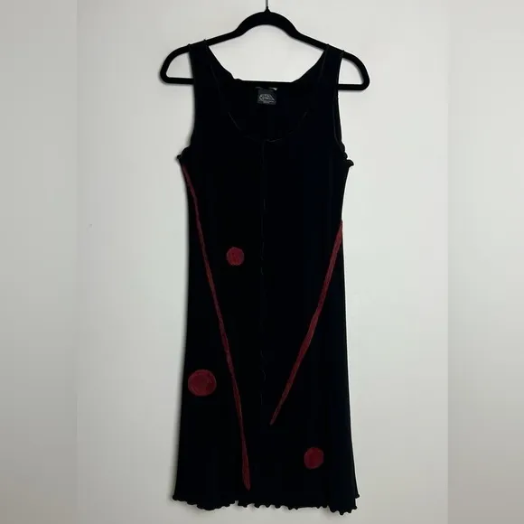 Living Out Loud With MIA Black Artsy Lagenlook Modern Sleeveless Dress Sz S
