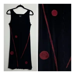 Living Out Loud With MIA Black Artsy Lagenlook Modern Sleeveless Dress Sz S