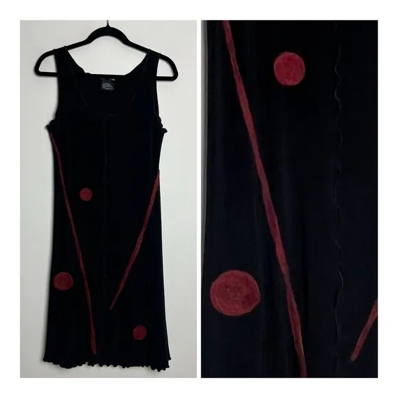 Living Out Loud With MIA Black Artsy Lagenlook Modern Sleeveless Dress Sz S