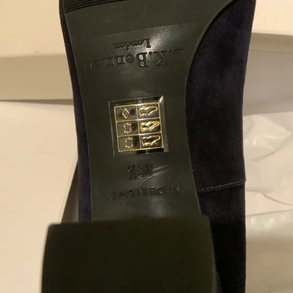 LK Bennet Black Suede Leather Block Heel Almond toe Shoes Classic Pumps 36.5