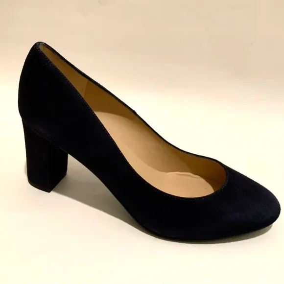 LK Bennet Black Suede Leather Block Heel Almond toe Shoes Classic Pumps 36.5