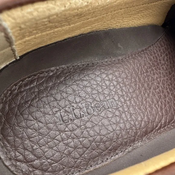 LL Bean Allagash Moc Mens 9.5 Bison Leather 273080 Brown Hand Sewn Shoes one Eye