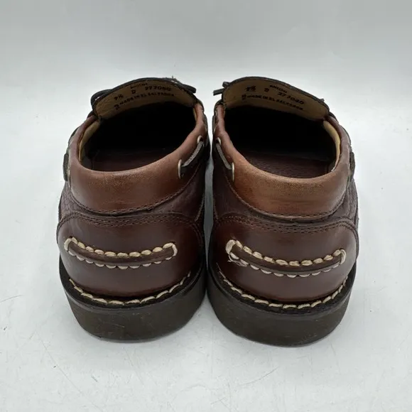 LL Bean Allagash Moc Mens 9.5 Bison Leather 273080 Brown Hand Sewn Shoes one Eye